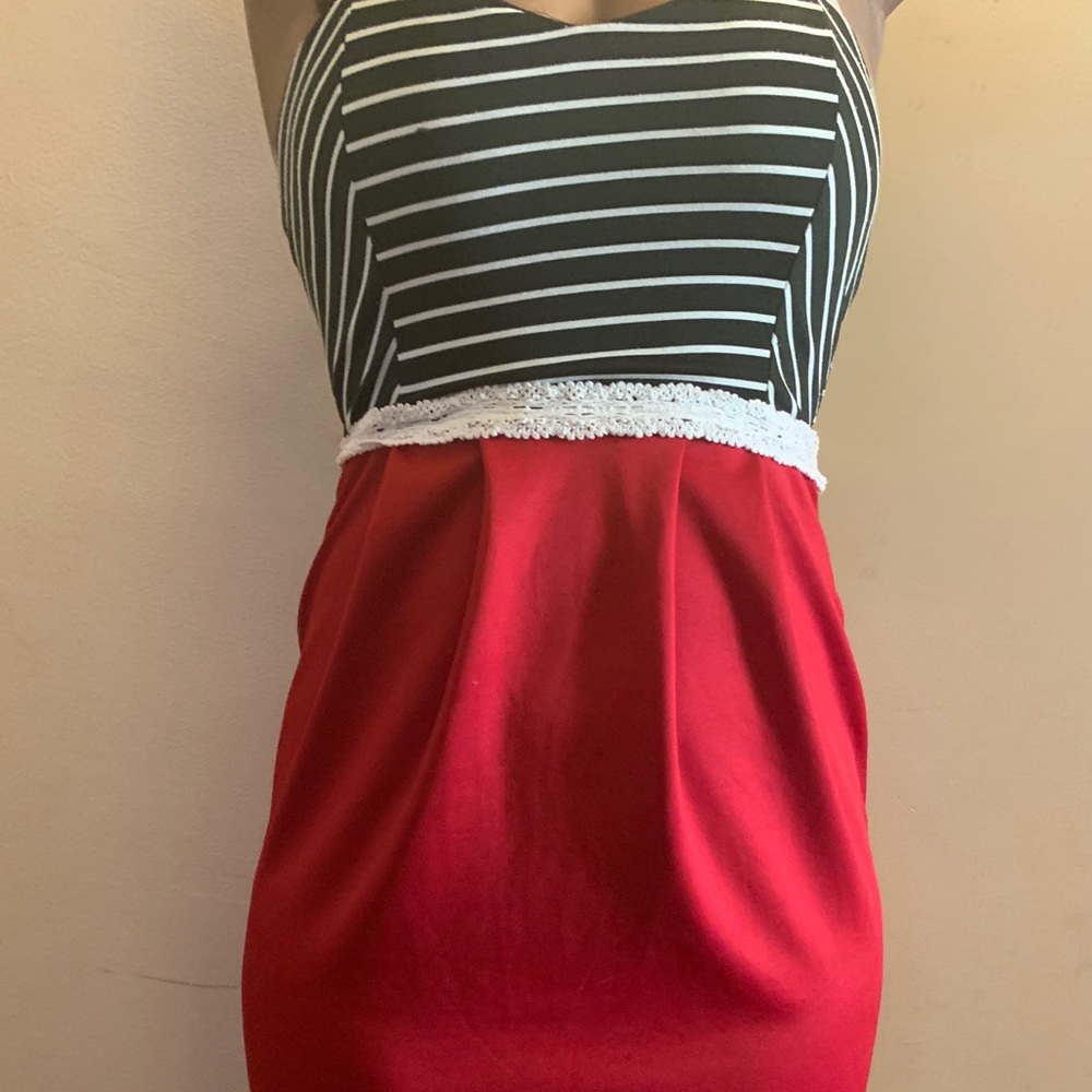 Love J Red and Black Striped Dress